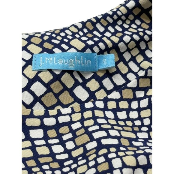 J. McLaughlin Catalyst Sheath Dress Navy Brown Pockets Catalina Cloth EUC Size S - Picture 8 of 11